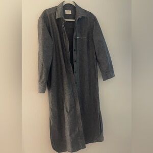 BILLY REID Collared Twill Gray Long Sleeve Button-Up Shirt Dress Size XSmall